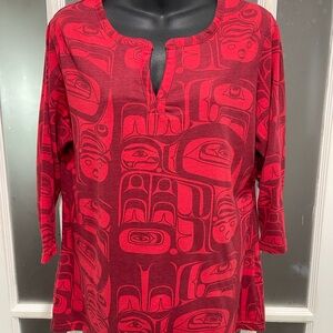 Northwest Red Graphic Split-Neck Tunic